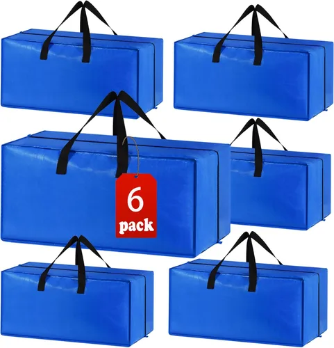 Vista 11 de Paquete de 2 bolsas de almacenamiento extra grandes resistentes – asas fuertes y correas de mochila – Bolsas de almacenamiento que ahorran espacio