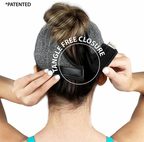 Vista 3 de Ponyflo Sombrero de cola de caballo activo - Gorras de cola de caballo para mujer, diseñadas para cabello rizado