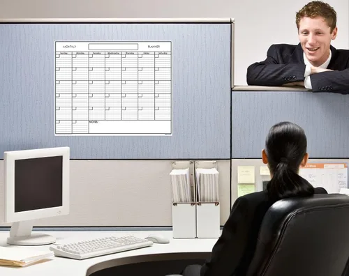 Vista 3 de Calendario de pared SwiftGlimpse blanco reusable para un mes, Se borra con paño húmedo, Planificador laminado de pared