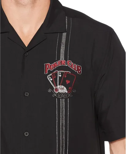 Vista 4 de Cubavera Camisa de panel bordado del club del póker de los hombres