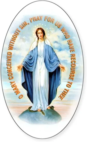 Vista 10 de CafePress - Adhesivo ovalado para parachoques de coche del Sagrado Corazón Inmaculado de María