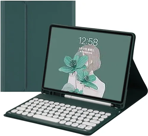 Vista 10 de Funda con teclado para Samsung Galaxy Tab A11+ Plus 2025/A9 Plus 2023 de 11 Teclado Bluetooth magnético desmontable, cubierta de teclado redondo