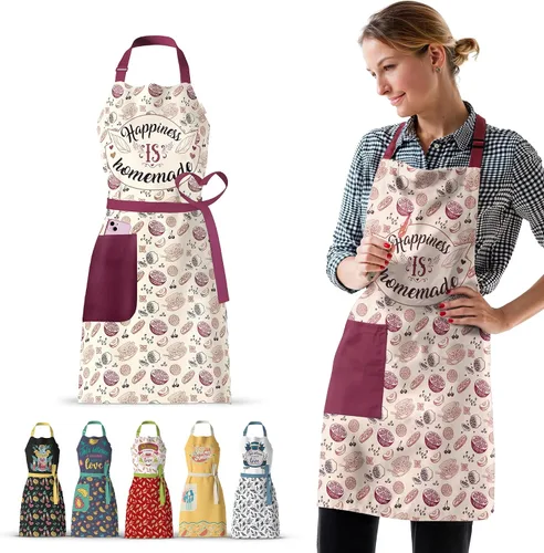 Vista 10 de Waterproof Apron for Adults – Adjustable Fit with Deep Pockets, Stylish Cooking & Baking Apron for Women & Men