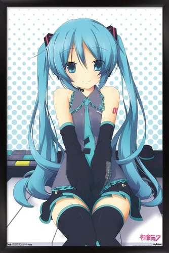 Vista 7 de Trends International Hatsune Miku - Póster de pared de llaves, 14.725 x 22.375 pulgadas, versión enmarcada de madera de granero