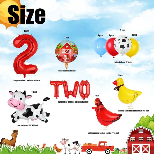 Vista 2 de 19 globos de animales de granja, globos de vaca, temática de granja
