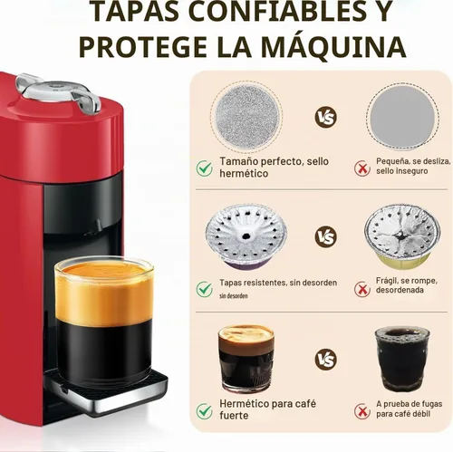 Vista 5 de AANQQ Tapas de papel de aluminio para Nespresso Vertuo: 100 sellos