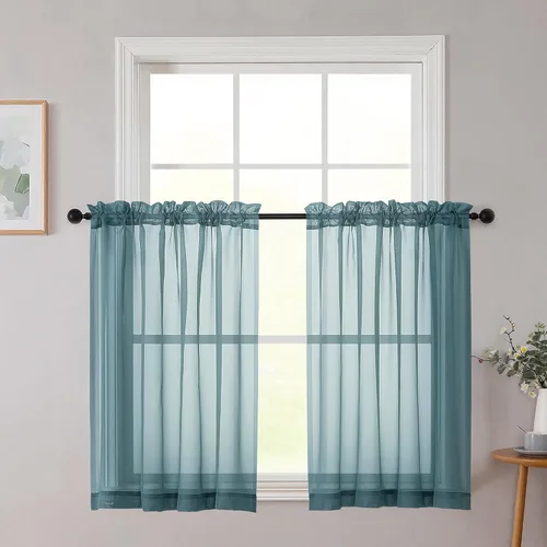 Vista 147 de 2 paneles de cortinas traslúcidas blancas para dormitorio, sala de estar, 96 pulgadas de largo, modernas, suaves, ligeras, con bolsillo para barra