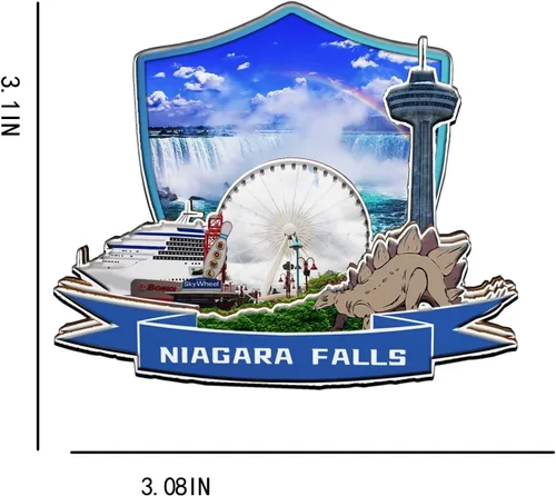 Vista 3 de Imán de nevera con imán de las cataratas del Niágara de Canadá, monumentos de madera 3D, recuerdos coleccionables de viaje, decoración hecha a mano