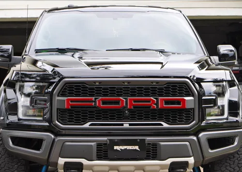 Vista 4 de Superposiciones de letras de rejilla frontal, compatibles con Raptor 2015-2020