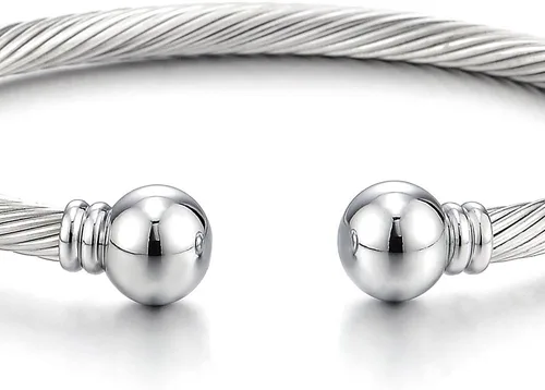 Vista 2 de Pulsera de acero inoxidable trenzada COOLSTEELANDBEYOND elástica ajustable para hombre y mujer