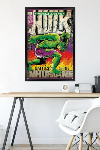 Vista 6 de Trends International Marvel Comics Hulk - Póster especial #1 para pared, 34 pulgadas de largo x 22.4 pulgadas, versión enmarcada en negro Versión