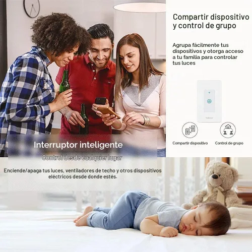 Vista 7 de Tuya - Interruptor de luz inteligente compatible con Alexa, interruptor inteligente WiFi de un solo polo de 1 banda