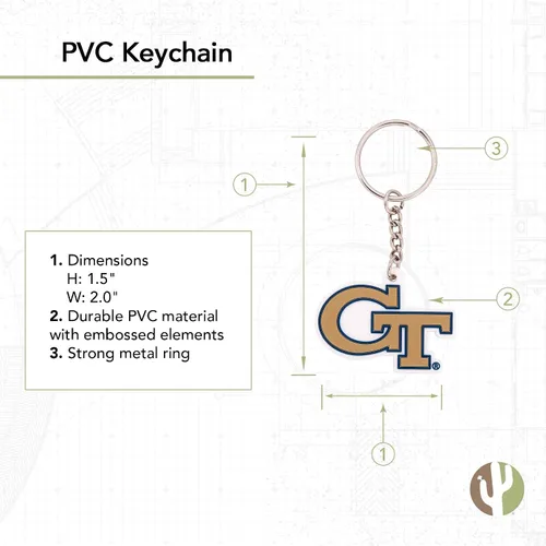 Vista 2 de Desert Cactus Georgia Tech Keychain Yellowjackets Car Keys Holder (PVC)