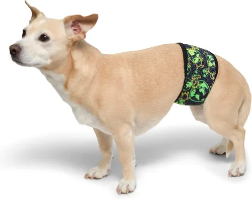 Vista 8 de Bandas lavables y reutilizables de vientre para perro macho de PlayaPup Rojo tiburón