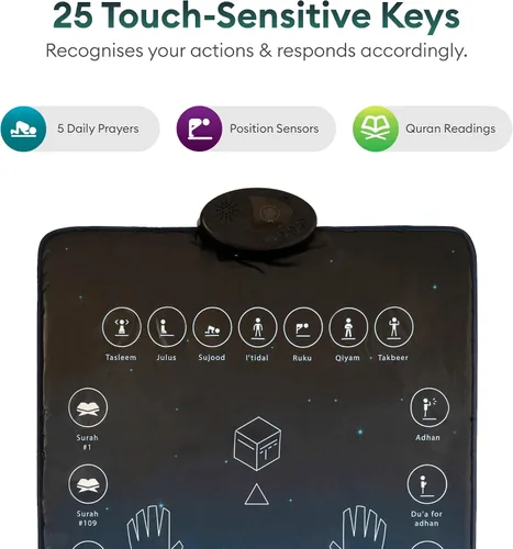Vista 3 de My Salah Mat Tapete de oración interactivo inteligente para adultos y inversores para aprender suras, salah, duas y más, alfombra de oración