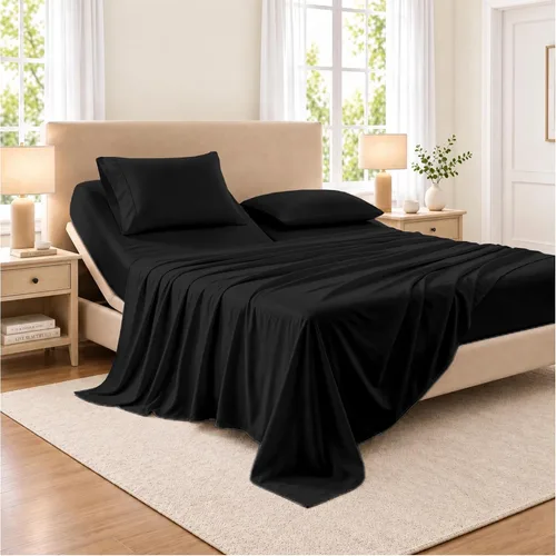 Vista 15 de SGI bedding Sábana Queen de 28 pulgadas con cabecera flexible y parte superior dividida, 100% algodón egipcio - 600 número de hilos, sábanas de 01