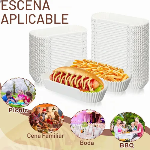 Vista 5 de Sherr - Bandejas de papel para perros calientes, botes desechables de 6