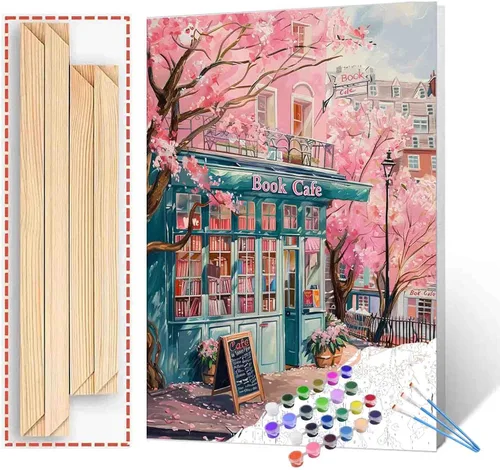 Vista 27 de Aihonmin Estantería 6 Pack Pintar por Números para Adultos Libros Pintura DIY sobre Lienzo con Pinceles Pigmento Manualidades DIY Pintura Acrílica