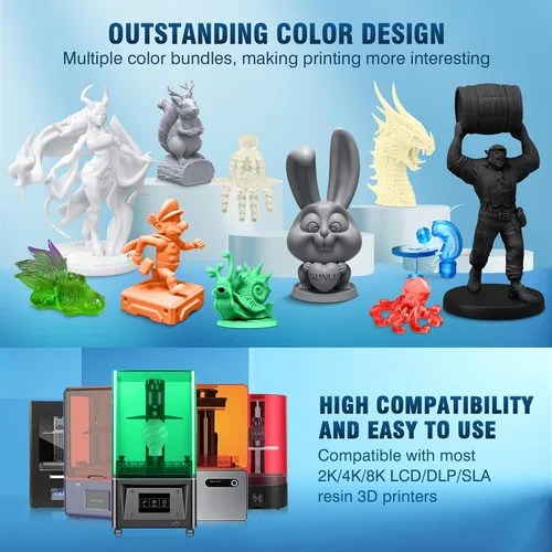 Vista 5 de SUNLU - Resina lavable al agua de 1000 g, resina de impresora 3D de curado rápido para impresoras 3D de resina LCD DLP SLA, resina de fotopolímero