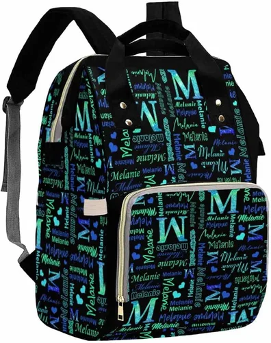 Vista 24 de Artsadd Bolsos para pañales personalizados con nombre, mochila monograma, regalos para baby shower, pattern 01, Tamaño único, Mochilas Daypack
