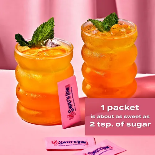 Vista 4 de Sweet'N Low paquetes de edulcorante cero calorías, 50 unidades, kosher y sin gluten, bajo índice glucémico, sobres individuales de edulcorante