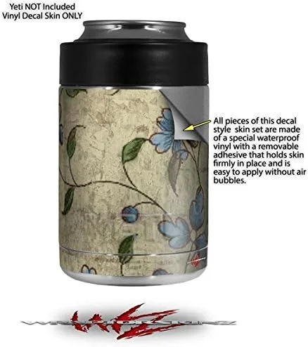 Vista 2 de Flowers and Berries Blue - Decal Style Skin Wrap fits Yeti Rambler Colster and RTIC Can (Cooler NOT Included)