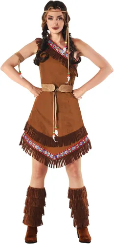 Vista 2 de fun shack Disfraz de nativo americano para mujer, disfraz de princesa de doncella, disfraz de princesa guerrera para Halloween