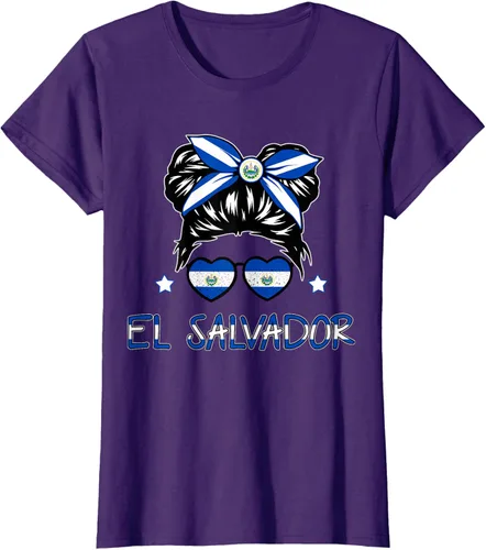 Vista 7 de Camiseta de El Salvador para Niñas Bandera Patrimonio Hispano Salvadoreño