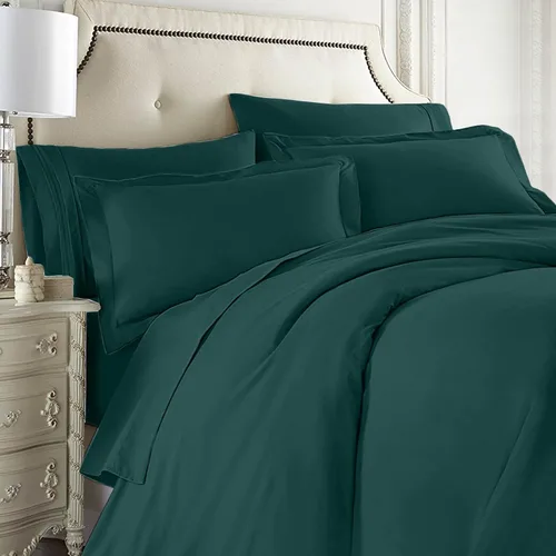 Vista 19 de Clara Clark Juego completo de ropa de cama de 5 piezas que incluye sábanas bajeras y planas, funda de edredón, fundas de almohada