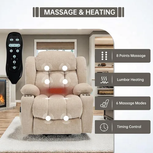 Vista 3 de Trustyue Silla elevadora eléctrica con masaje de cuerpo completo y calor, sillas reclinables eléctricas para adultos, control remoto, asistencia
