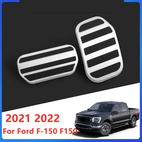 Vista 2 de Fundas de pedal de gas para Ford F-150 2021 2022 con f150 2023 2024, pastillas de pedal de freno de acelerador, accesorios de aluminio inoxidable