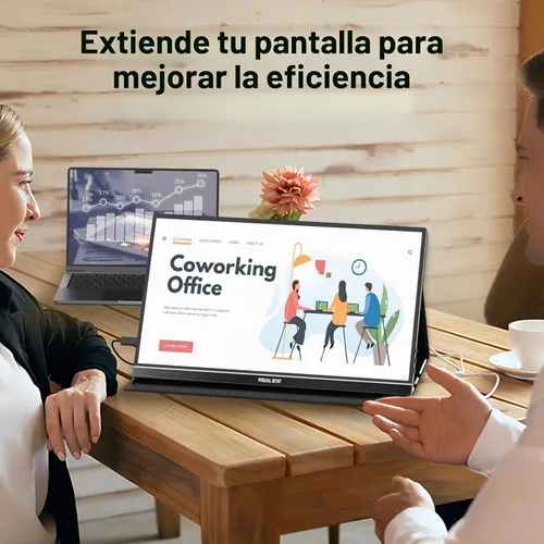 Vista 3 de Monitor portátil Pantalla táctil de 15.6 pulgadas 1080P USB-C HDMI Pantalla de computadora HDR IPS Pantalla de cuidado ocular 100% sRGB con cubierta