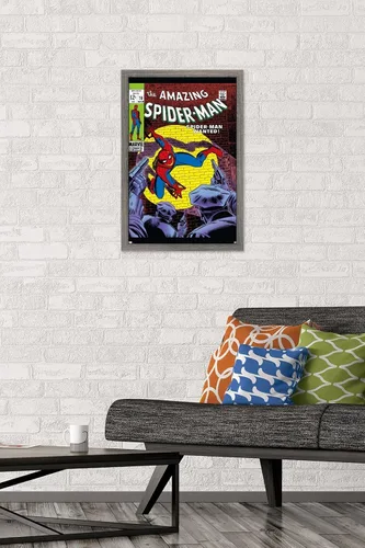 Vista 2 de Marvel Comics Amazing Spider-Man #70 - Póster de pared, 22.4 pulgadas de largo x 14.7 pulgadas de ancho, versión enmarcada de madera de granero