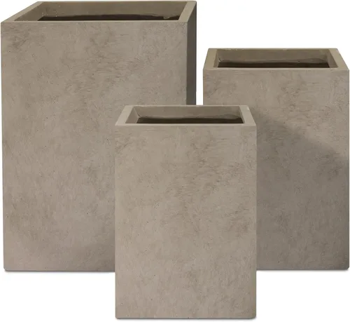 Vista 15 de Kante Macetas rectangulares de hormigón de 12.6 pulgadas de alto, macetas ligeras para interiores y exteriores con orificio de drenaje y tapón