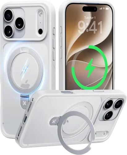 Vista 32 de CASEKOO - Funda diseñada para iPhone 14 Pro con soporte magnético invisible [protección contra caídas de grado militar] [compatible con MagSafe]