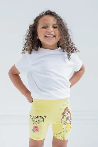 Vista 2 de Disney Princess Ariel Belle Rapunzel Moana - Paquete de 4 pantalones cortos de ciclismo para niñas pequeñas y grandes