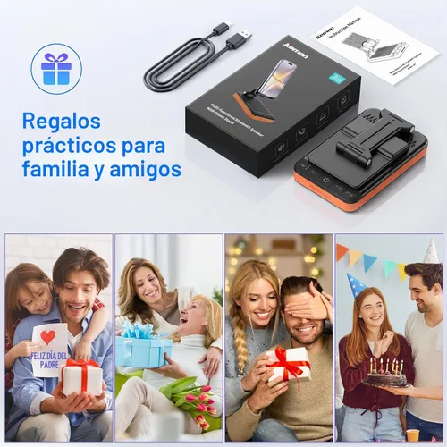Vista 8 de JTEMAN Altavoz Bluetooth con soporte de teléfono de carga, portátil