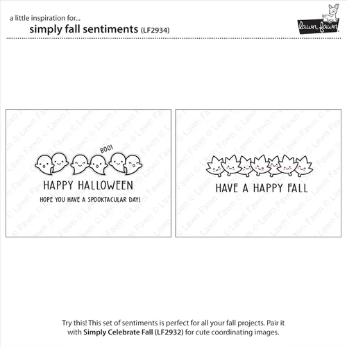 Vista 3 de Lawn Fawn LF2934 Simply Fall Sentiments 3X4 Juego de sellos transparentes