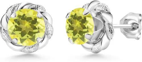 Vista 430 de Gem Stone King Aretes de plata de ley 925 de 0.236 in con piedra natal redonda para mujer