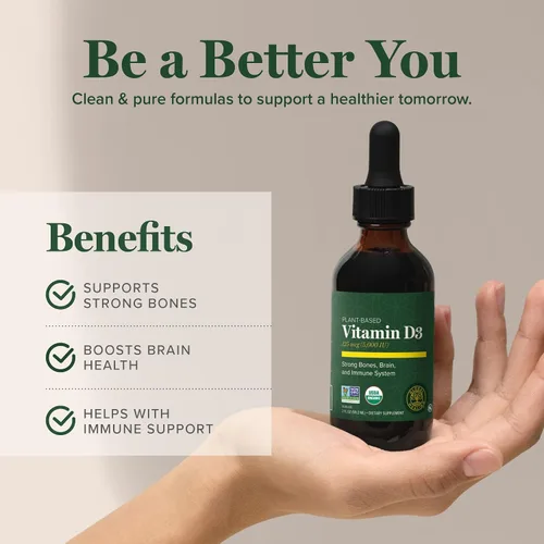 Vista 4 de Global Healing Center Suntrex - Vitamina líquida D3 5000 UI para hombres y mujeres, apta para veganos, sin OMG, apoya huesos, inmunidad