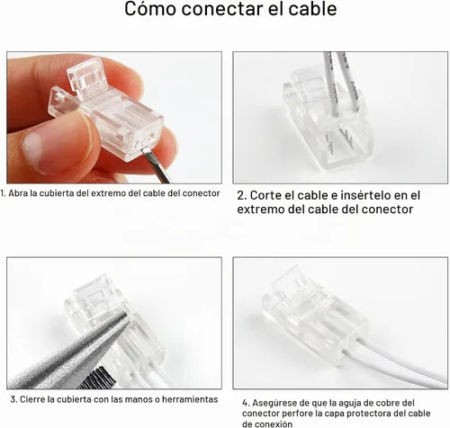 Vista 6 de RGBZONE 10 piezas de 2 pines de 8 mm de tira LED a conectores de cable y 10 m/32.8 pies de cable de extensión de 2 pines para tiras de luces LED