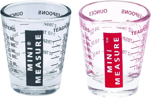 Vista 11 de Kolder Mini Medidor de Vidrio Pesado, 20 Medidas Incrementales Multiusos para Líquidos y Secos Vaso Medidor de Chupito, Verde, Juego de 2