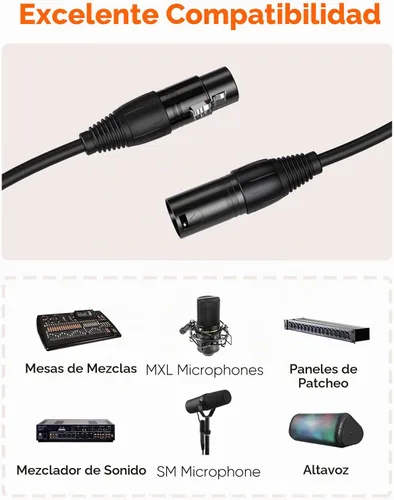 Vista 6 de CableCreation Cable XLR corto de 3 pies, cable de micrófono macho a hembra, balanceado de 3 pines compatible con micrófono Shure SM, Behringer