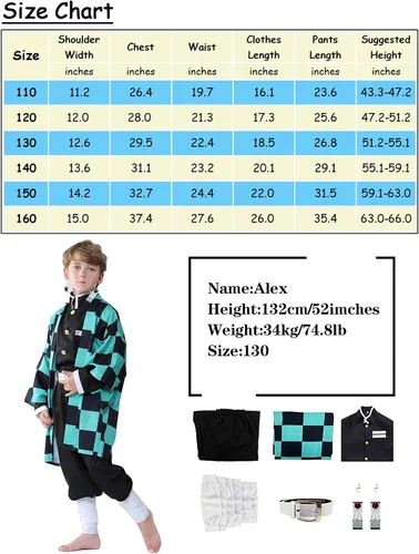 Vista 4 de Hotiego Tanjir Kamado Cosplay Costume Demon Cosplay Outfits Cape Anime Costume Halloween Costumes for Boys Girls
