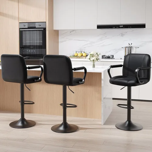 Vista 20 de MALOL Juego de 1 sillas de mostrador beige con respaldo, sillas altas giratorias ajustables para isla de cocina, asientos modernos, taburetes