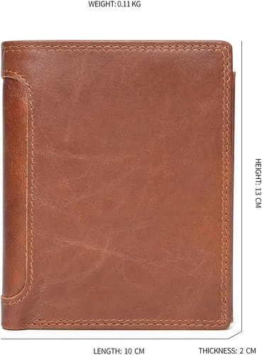 Vista 6 de Billetera RFID de cuero auténtico para hombre chocolate cartera para hombre 2021