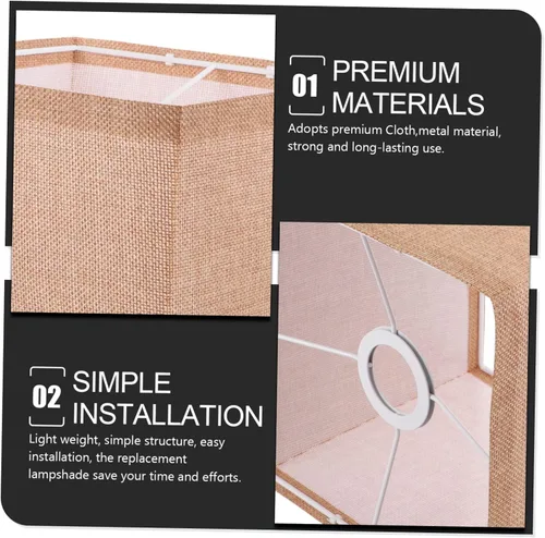 Vista 4 de DOITOOL Pantalla cuadrada de tela de repuesto elegante accesorio para lámparas de mesa, fácil de instalar, se adapta a bombillas para dormitorio