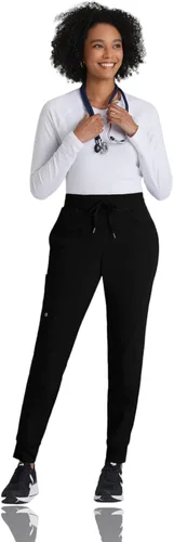 Vista 4 de Barco One Pantalón deportivo, pantalón quirúrgico de altura media, con tejido elástico de 4 vías y 3 bolsillos, para mujer