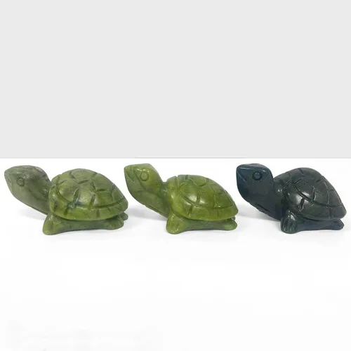 Vista 7 de Talla de piedras preciosas de cristal de tortuga nefrita tallada a mano