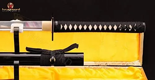 Vista 7 de Espada ninja japonesa de espiga completa lista para batalla 1095 de acero de alto carbono, hoja muy afilada